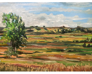 Plein Air Landscape Original Chris Wakefield Oil Painting on Canvas "Lone Tree"